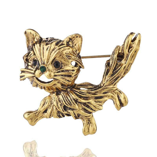 Retro Cute Cat Metal Brooch Animal Pins