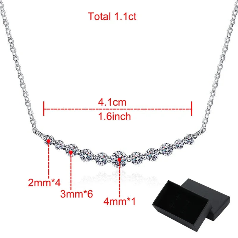 Total 1.1ct 100% All Moissanite Necklace for Women Sparkling Lab Diamond Pendant Jewelry 100% S925 Sterling Silver GRA