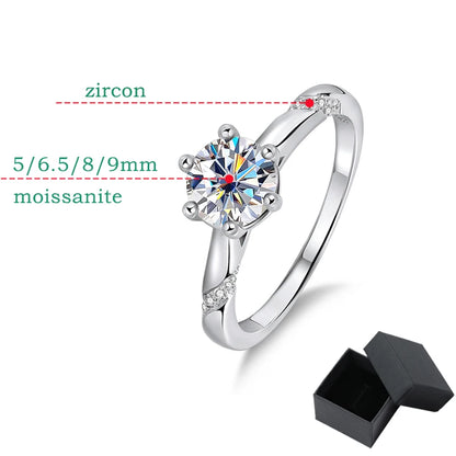 D Color 1-3 Carat Solitaire Moissanite Engagement Ring for Women Sparkling Lab Grown Diamond Band Ring 925 Silver Jewelry