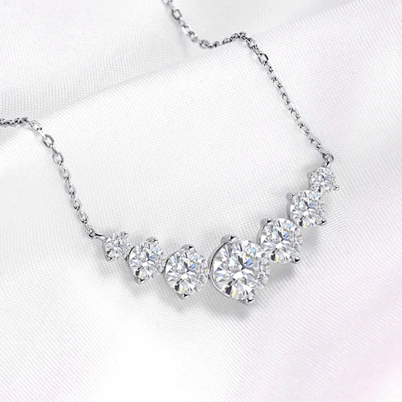 1.7-5CTTW All Moissanite Necklace for Women Smile Princesses Sparkling Diamond Pendant S925 Sterling Silver Plated PT950