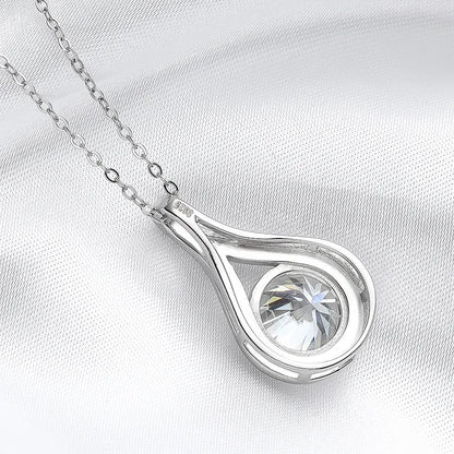 Smyoue 1-5ct Real Moissanite Necklace for Women Sparkling S925 Sterling Silver Jewelry Water Drop Pendant Girls Birthday Gift