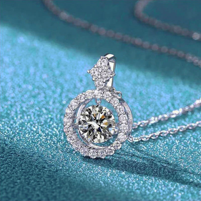 1CT D Color Real Moissanite Round Pendant Necklace For Women Lab Diamond S925 Sterling Silver Fine Jewelry Gift NE019