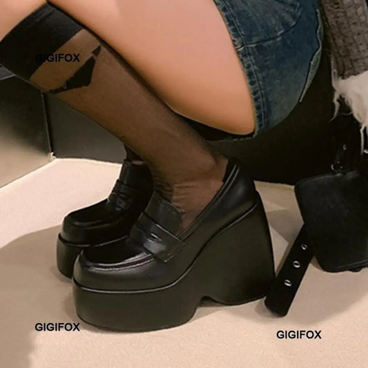 Platform Wedge Pumps For Women Slip On Mary Jane Punk Goth Fashion High Heels Shoes Spring Casual Mary Janes Lolita
