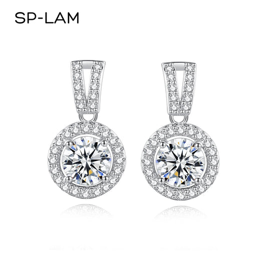Moissanite Drop Earrings 925 Silver Women Luxury Real GRA I Ct Bridal Wedding Engagement Earing Fine Jewelry Free Shipping
