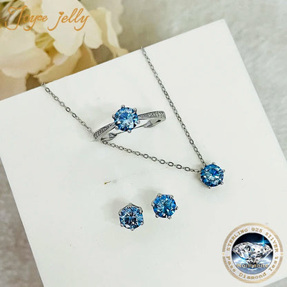 JoyceJelly Moissanite Jewelry Set With 1CT D Color VVS 3EX moissanite stone pass diamond test Wedding Luxury Fine Jewelry gift