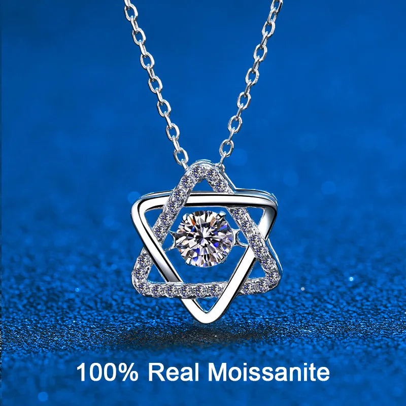 14K White Gold Real GRA Moissanite Necklace For Women 925 Sterling Silver 0.5ct Lab Diamond Necklace Fine Jewelry