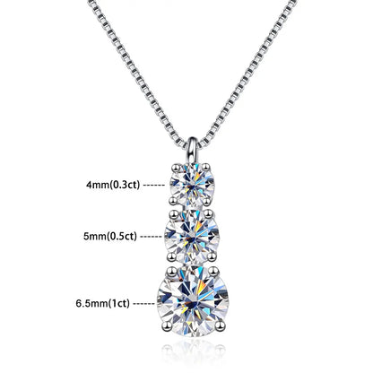 KNOBSPIN D VVS1 Moissanite Diamond Necklace for Woman Wedding Jewely with GRA 925 Sterling Sliver Plated 18k White Gold Necklace