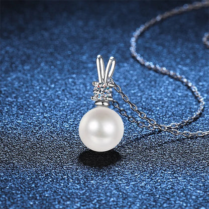Freshwater Pearl 0.1ct Moissanite S925 Sterling Silver Exquisite  Pendant Necklace Women's Jewelry жемчуг натуральный