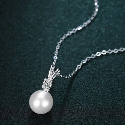 Freshwater Pearl 0.1ct Moissanite S925 Sterling Silver Exquisite  Pendant Necklace Women's Jewelry жемчуг натуральный