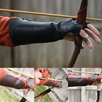 Medieval Archery Leather Long Gloves Steampunk Armor Cuff Warrior Knight Archer Costume Bracers Gauntlet Wristband Arm Accessory
