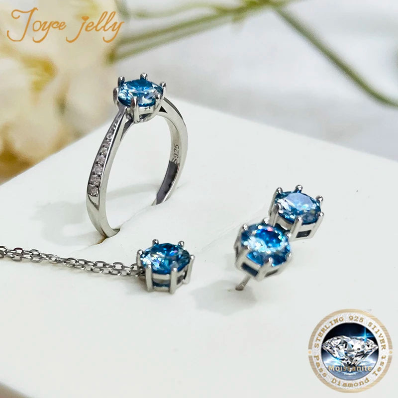 Moissanite Jewelry Set With 1CT D Color VVS 3EX moissanite stone pass diamond test Wedding Luxury Fine Jewelry gift