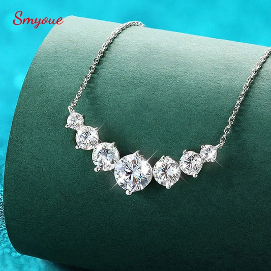 1.7-5CTTW All Moissanite Necklace for Women Smile Princesses Sparkling Diamond Pendant S925 Sterling Silver Plated PT950