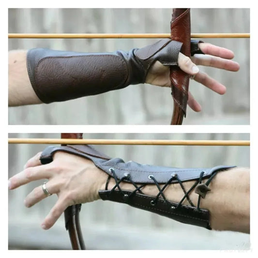 Medieval Archery Leather Long Gloves Steampunk Armor Cuff Warrior Knight Archer Costume Bracers Gauntlet Wristband Arm Accessory