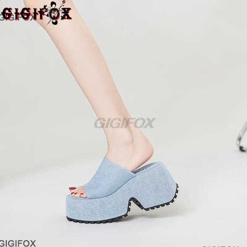 Platform Sandals For Women Denim Open Toe Wedges Shoes Outdoor Indoor Chunky Slipper Sandals Casual Classic Brand New