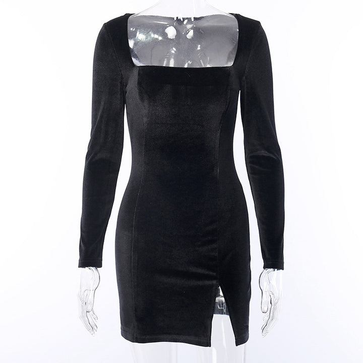 A Vintage Gothic Dress Strapless Lantern Sleeve Velvet Patchwork Mesh Dark Black with a ruffled sleeve by Maramalive™.
