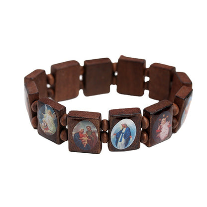 Natural Wooden Catholic Jewelry Faith Rosary Bracelet