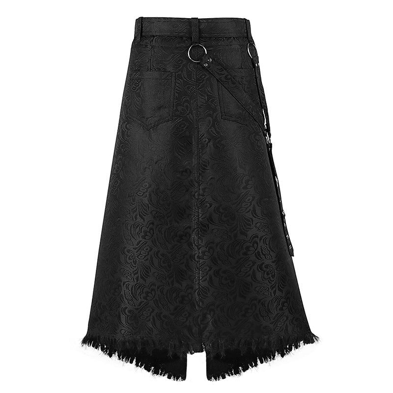 Dark Rock Punk Ash Gothic Asymmetric Half Skirt