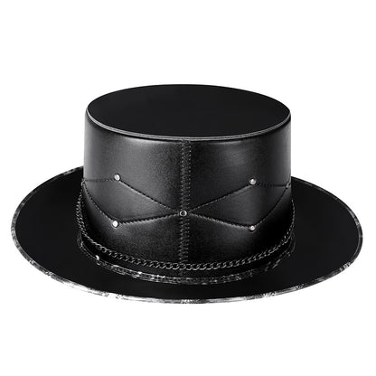 Doctor PU Leather Magic Skull Black Top Hat Female Photo Props