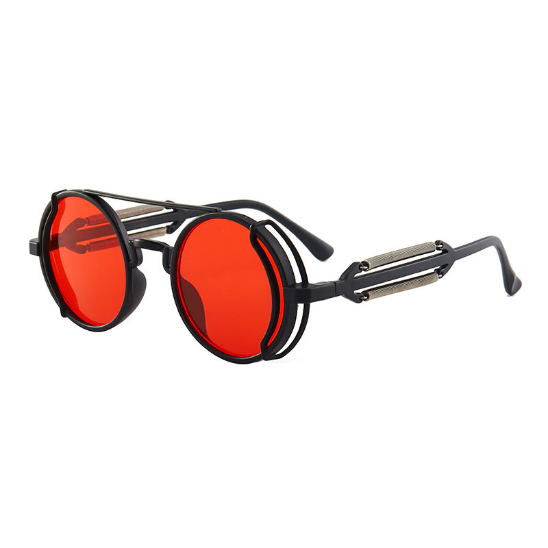 A pair of Steampunk Double Spring Leg Sunglasses with a metal frame from Maramalive™.