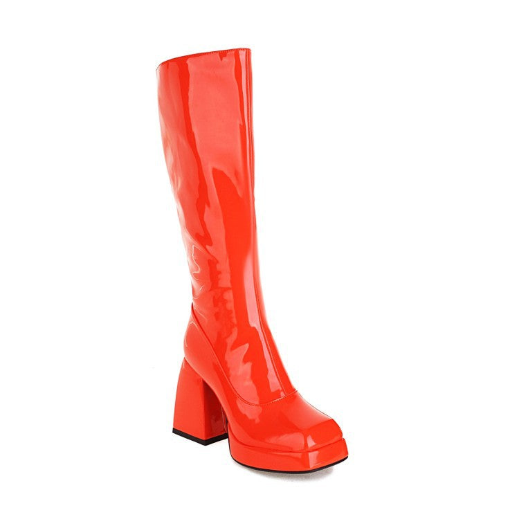 Fashion Waterproof Platform Candy Color High Boots Women