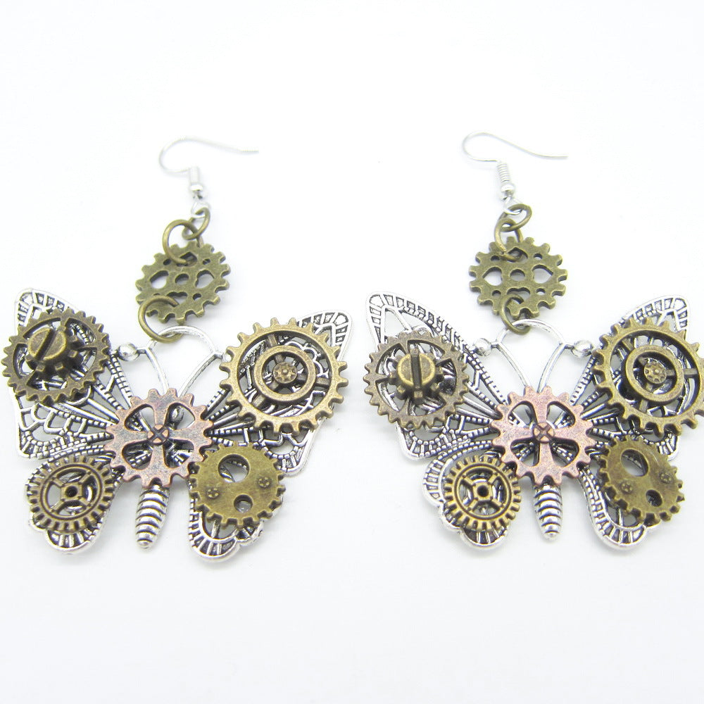 A pair of Steampunk Retro DIY Gear earrings with gears by Maramalive™.