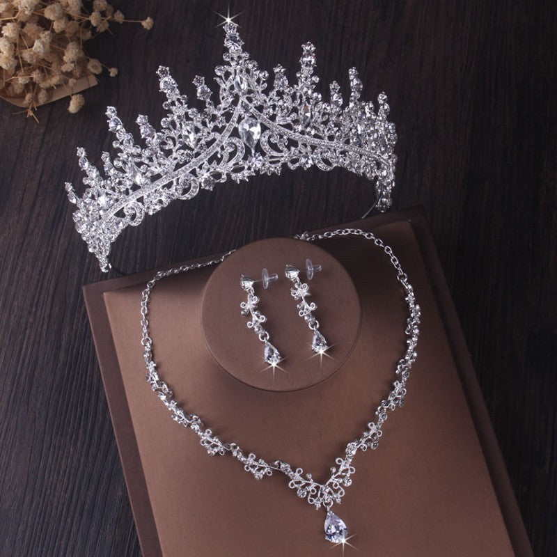 A Silver Crystal Drop Bridal Jewelry Set by Maramalive™ in a box.