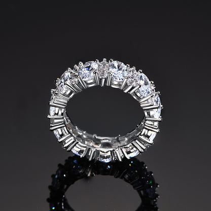 Women's Sterling Silver High Carbon Diamond Row Ring