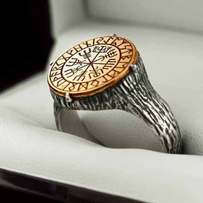 A Maramalive™ Viking Ethnic Ring Personalized Two-tone Food in a box.