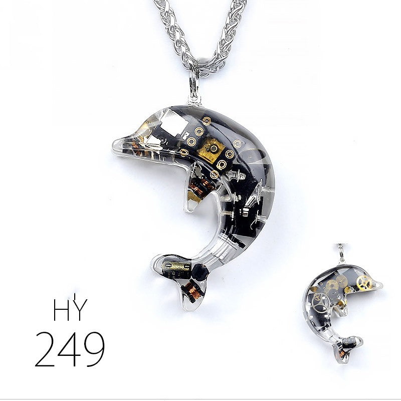 A Dolphin Steampunk Electronic Pendant Necklace by Maramalive™.