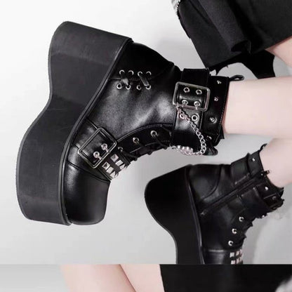 Punk Belt Buckle Platform Y2g Shoes Gothic Platform Shoes Boots