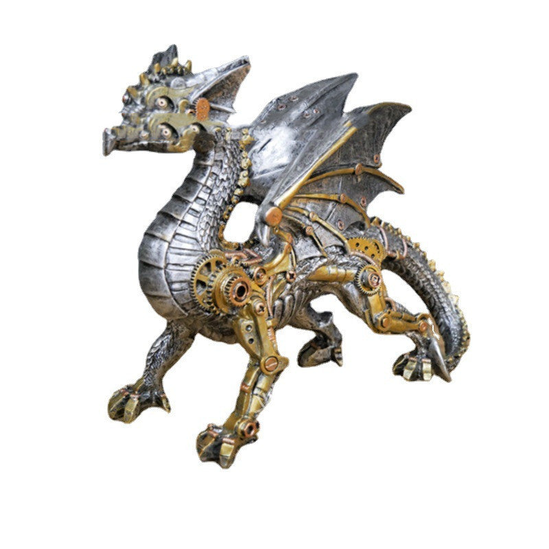 A Maramalive™ Steampunk Dragon Resin Craft Decorative Ornament on a table.