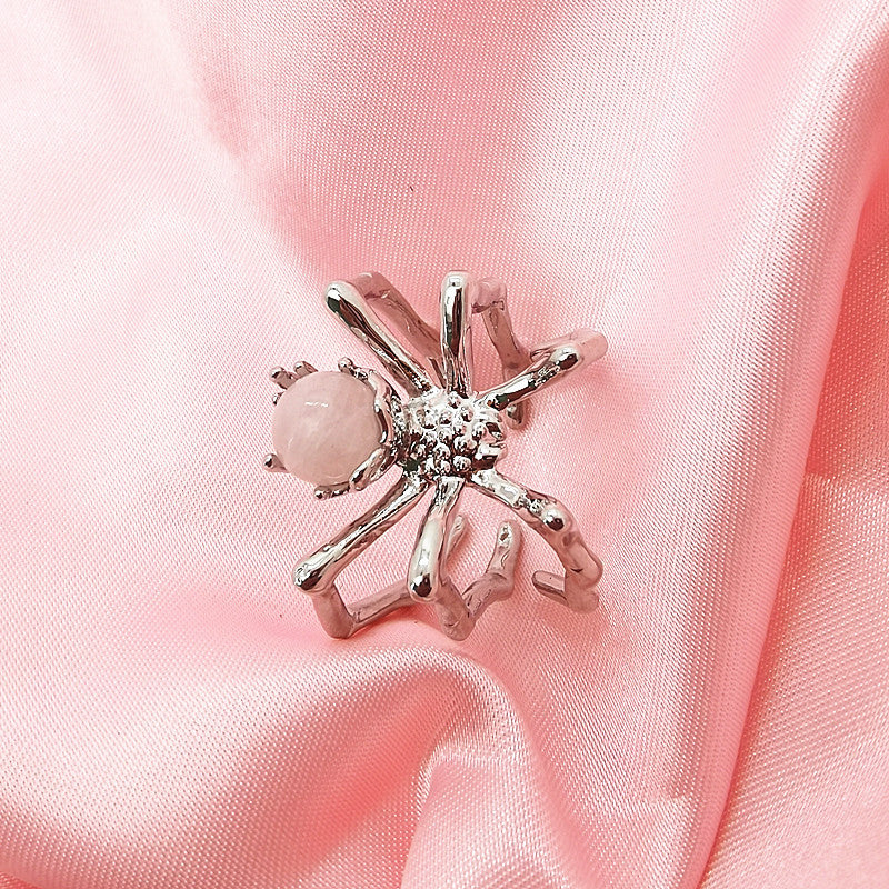 A Gothic Spider ring - Vintage Punk Luxury by Maramalive™ with a pink stone.