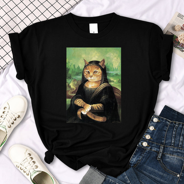 Maramalive™ Hug Cat Beautiful Cute Printed T Shirt Ladies Crew Neck Gothic Ladies.