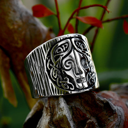Mask Ring Wholesale Nordic Vintage Viking Celtic Knot Titanium Steel Ring