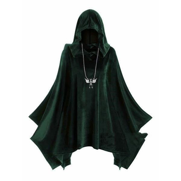 A group of Maramalive™ Witch Hat Cape Horns Renaissance Gothic hooded cloaks in different colors.