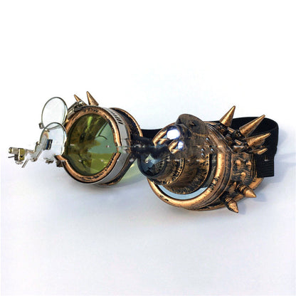 Maramalive™ Steampunk LED Goggles with a light on them.