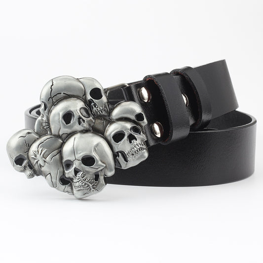 Casual Skull Decorative Belt Black