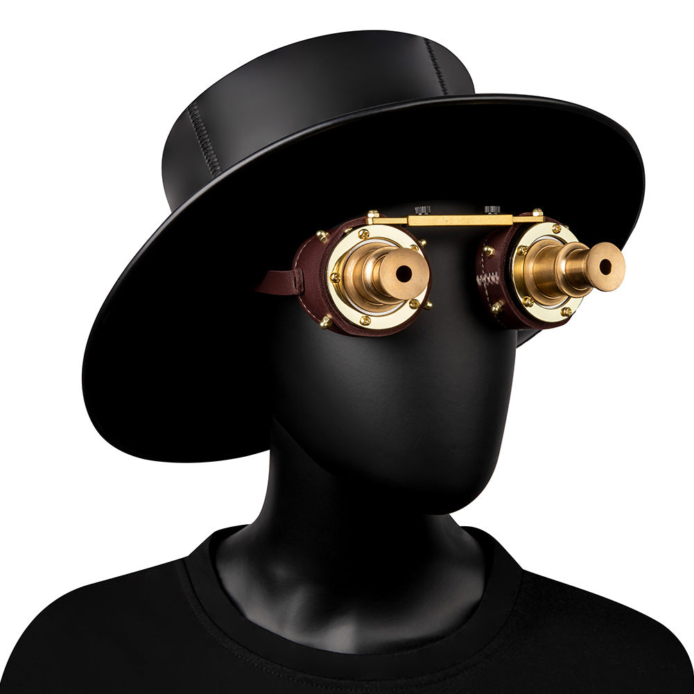 A mannequin wearing a hat and a pair of Steampunk Industrial Retro Goggles Cosplay from Maramalive™.