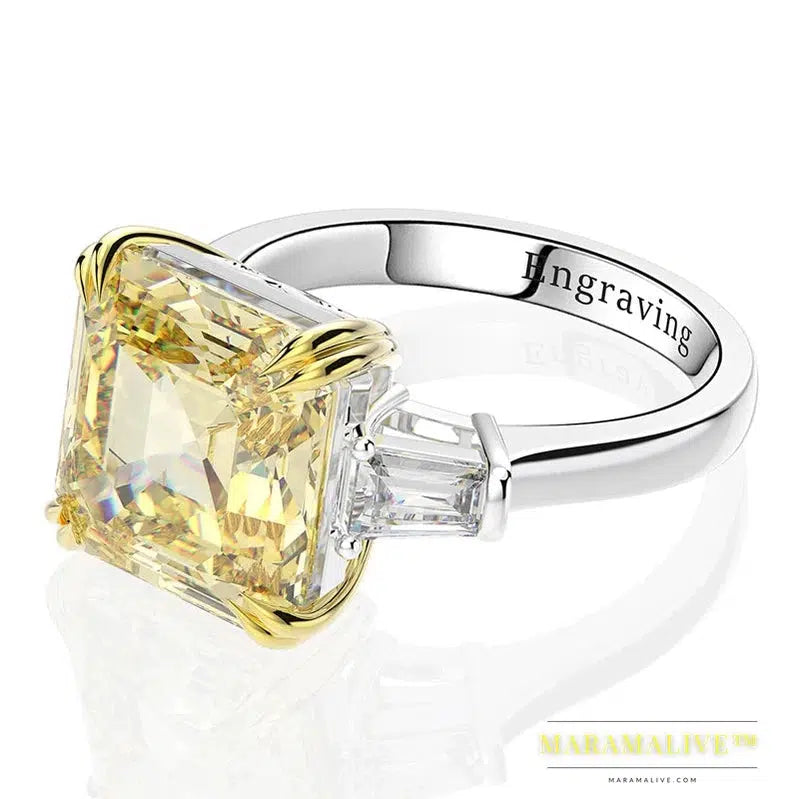 100% 925 Sterling Silver Created Moissanite Citrine Diamonds Gemstone Wedding Engagement Ring Fine Jewelry