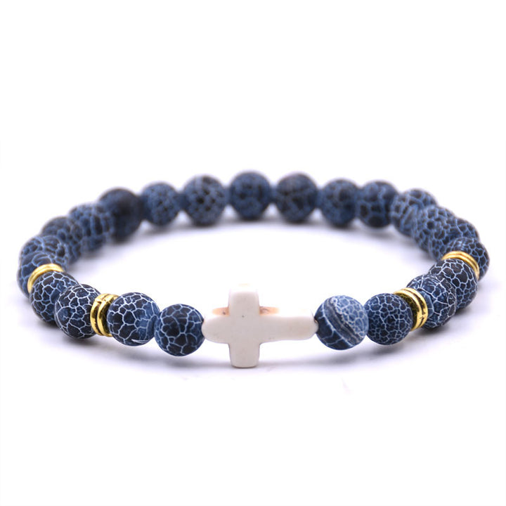 A Maramalive™ Natural Stone White Turquoise Cross Bracelet Multi-color Optional.