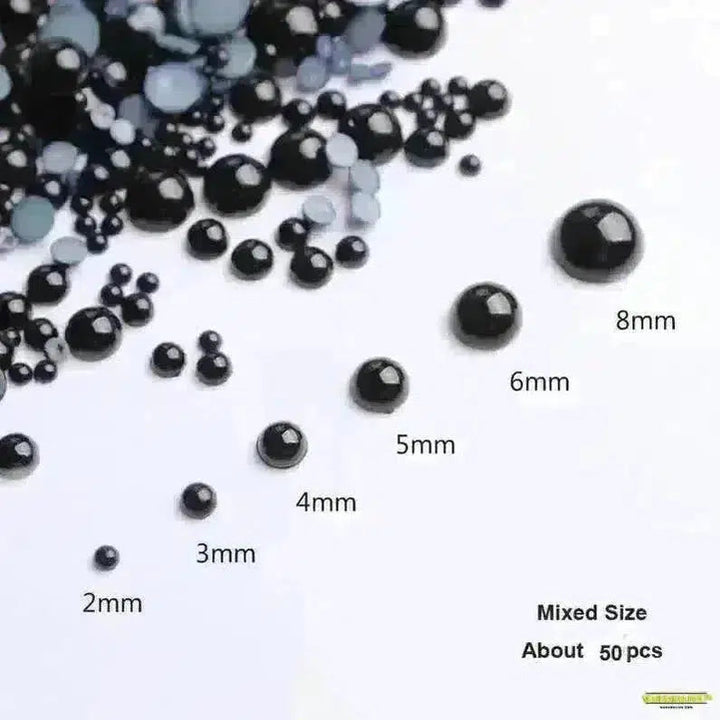 100pcs 3D Gothic Design Nail Pearl Charm - Dynamic Dark Artwork for DIY Nail Art