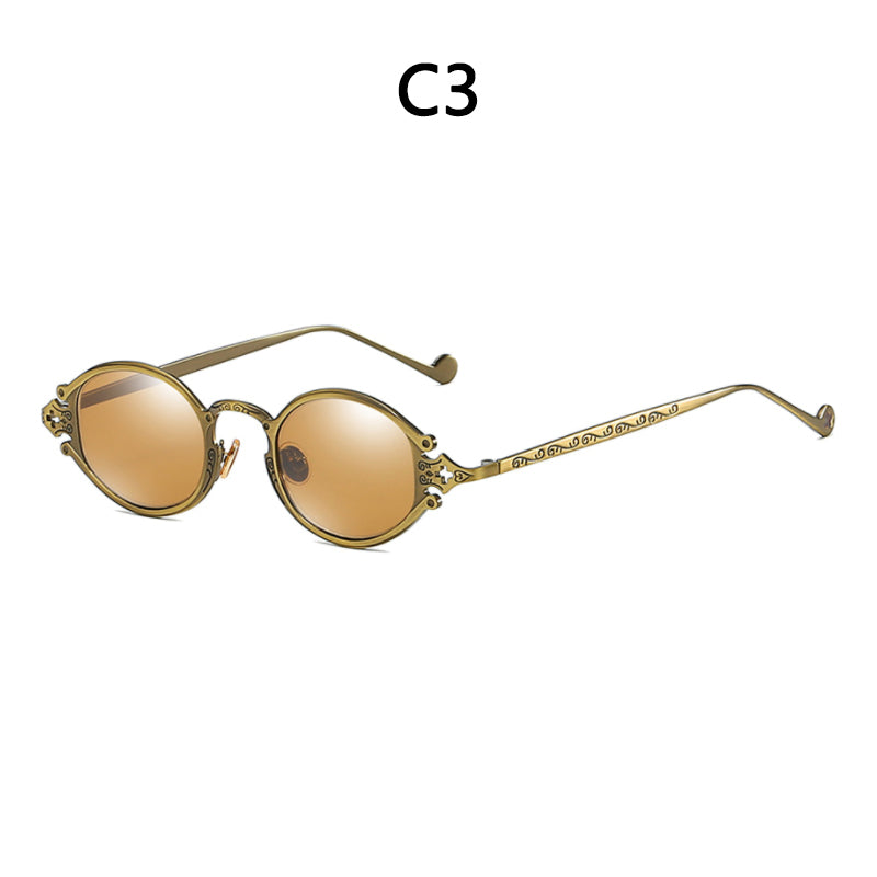 A pair of Maramalive™ Steampunk sunglasses with a black frame and black lenses.