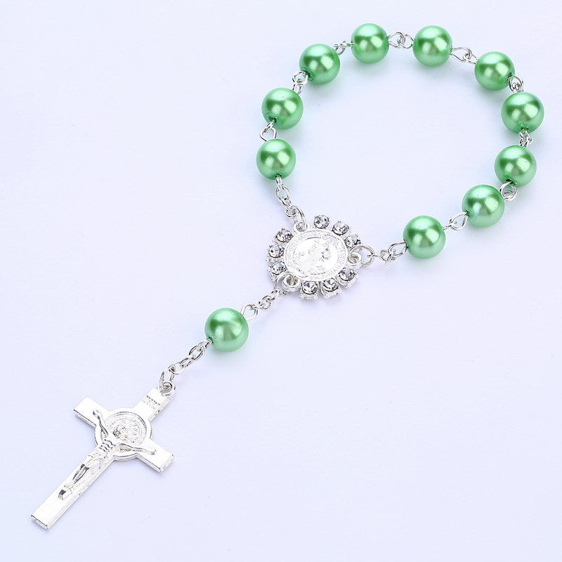 Cross Pendant Rosary Bracelet