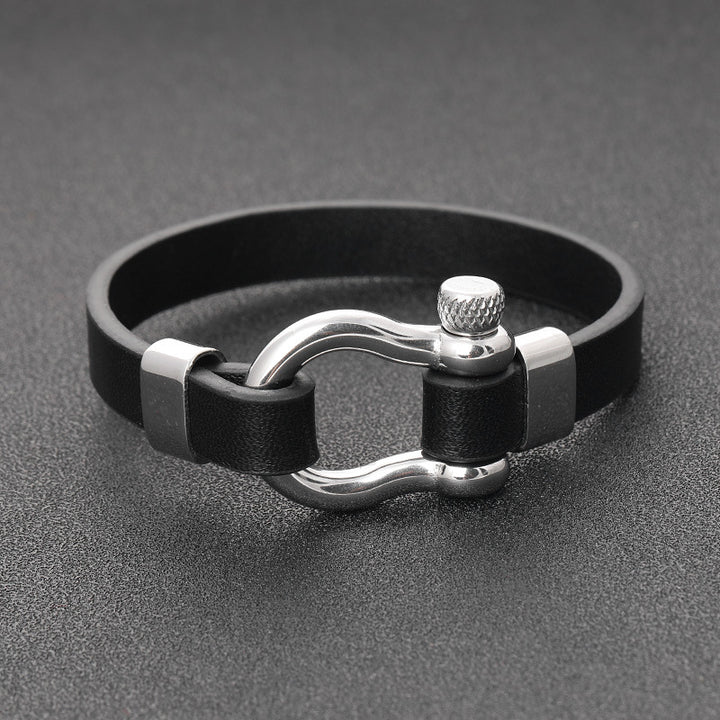 A Rock Punk Leather Bracelet with a metal clasp by Maramalive™.