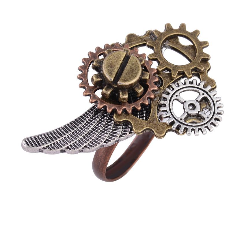 Maramalive™ Combined Mechanical Gears Steampunk Ring with wings.