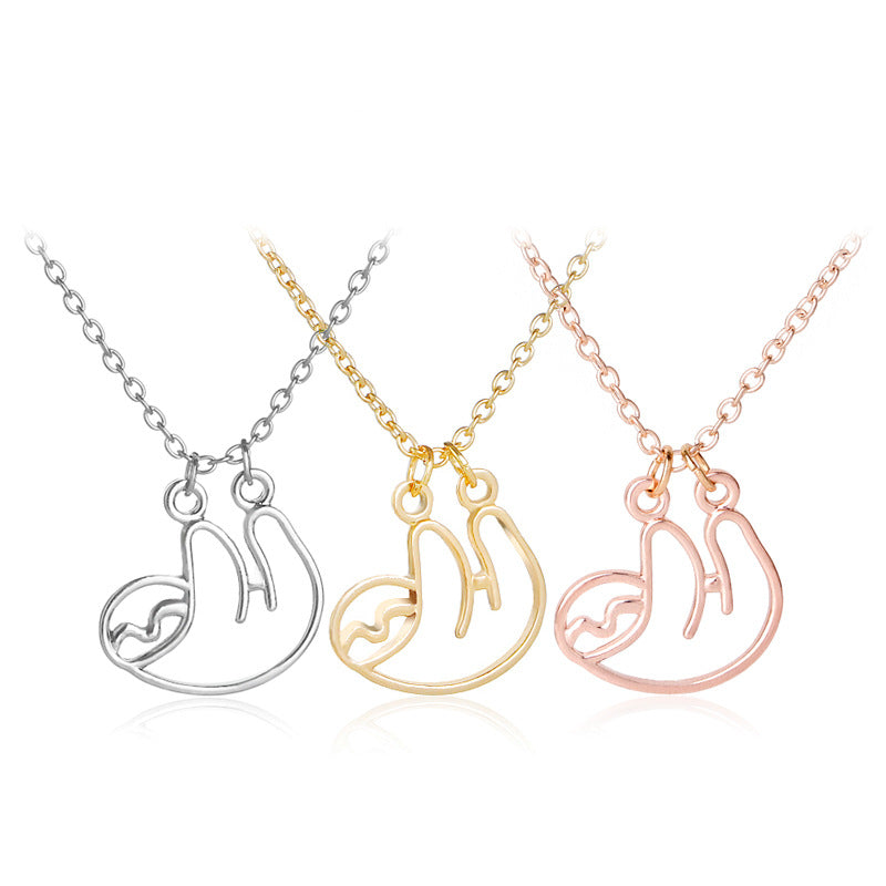 Three Cute wisp empty sloth necklace pendants with a sloth on them by Maramalive™.