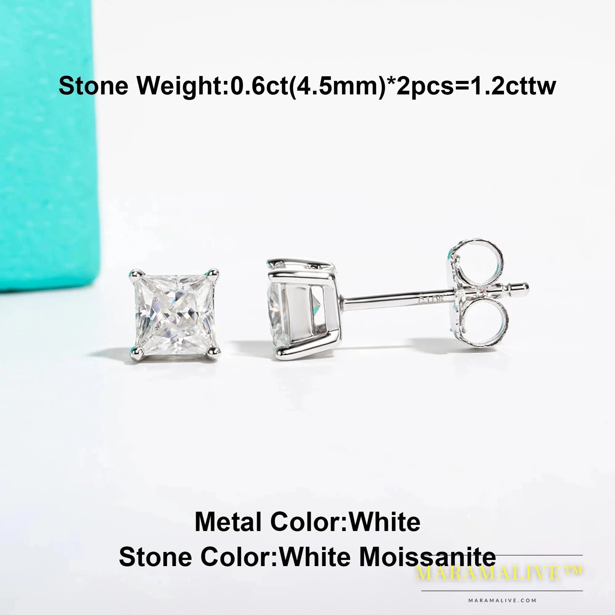 10K Gold Moissanite Stud Earrings For Women | Faux Diamond Studs