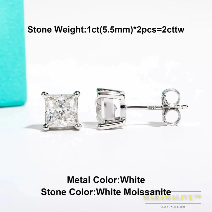 10K Gold Moissanite Stud Earrings For Women | Faux Diamond Studs