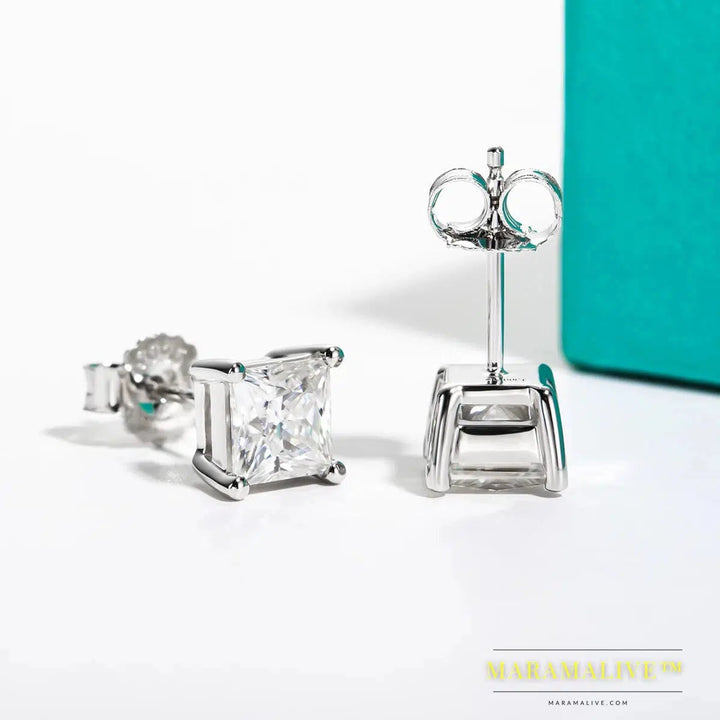 10K Gold Moissanite Stud Earrings For Women | Faux Diamond Studs