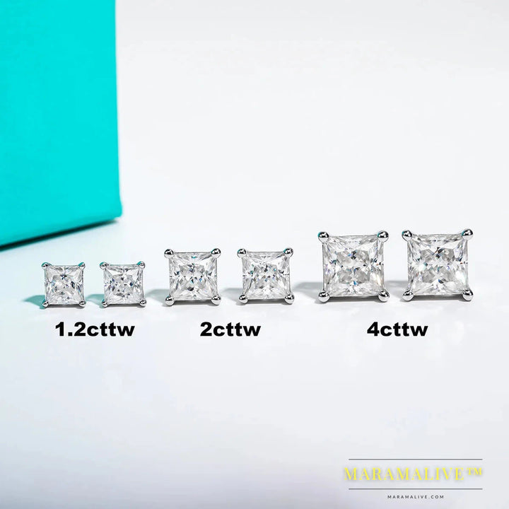 10K Gold Moissanite Stud Earrings For Women | Faux Diamond Studs